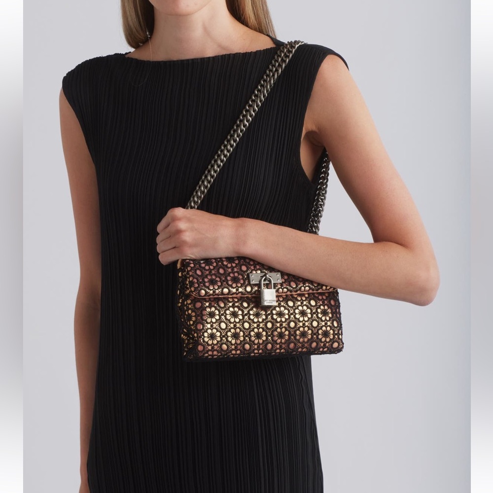Kurt Geiger Brown Geometric Shoulder Bag with Chain Strap